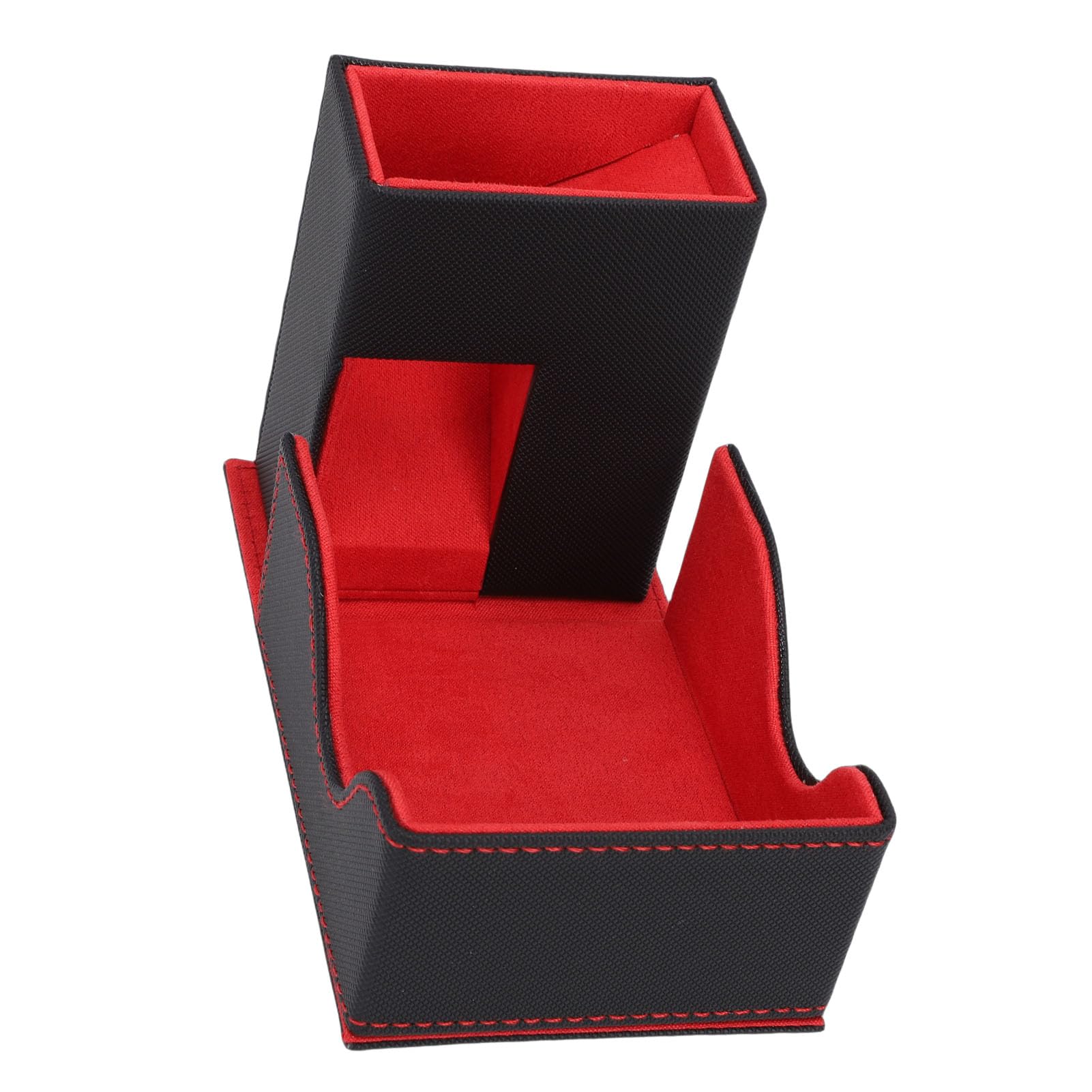 Greensen Torre de Dados de Cuero PU, Diseño Plegable Magnético con Forro de Terciopelo y Textura Antideslizante, para Juegos de Mesa de Dungeons and Dragons RPG (Negro Rojo)