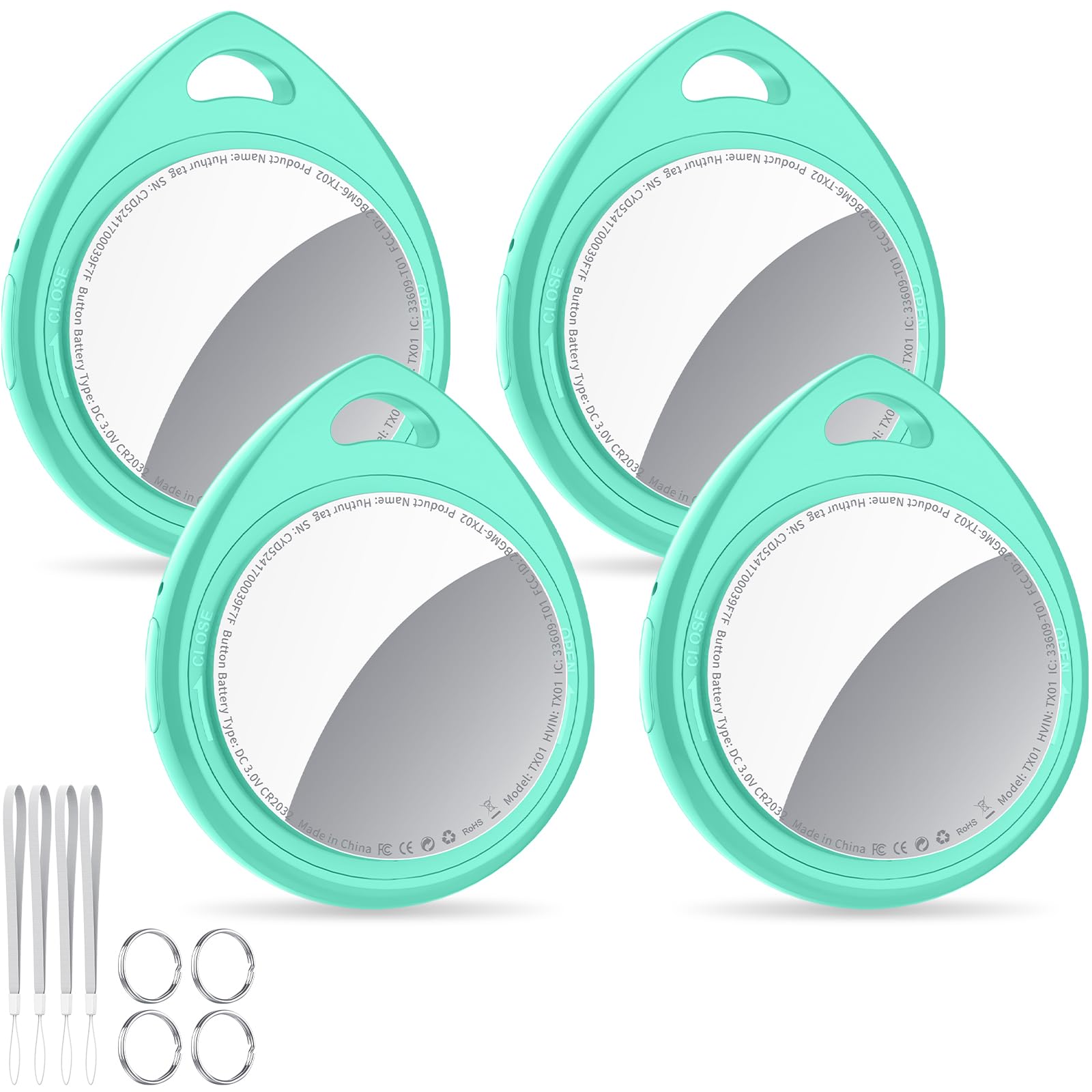 QCOQ Air Tags 4 Pezzi Smart Tracker Bluetooth Compatibile con Apple Dov’è App, Localizzatore Chiavi 100dB con Batteria Sostituibile