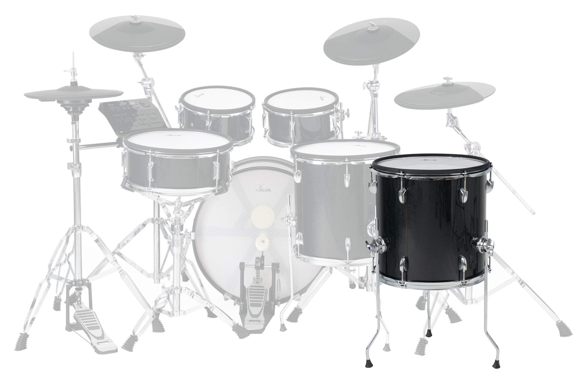 XDrum DD-670 Add-On Set, Pad Tom Dual Zone 14" x 14" nel formato Standtom | Fusto in legno rivestito, Pelle mesh doppio strato, Sensazione di suono naturale, risposta autentica, rimbalzo realistico
