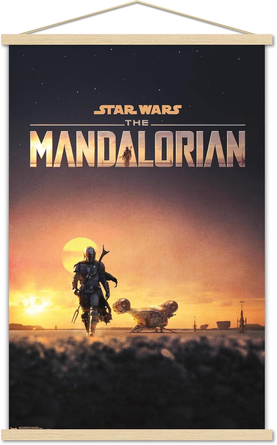 Trends International Star Wars: The Mandalorian - D23 One Sheet Wall Poster, 22.375" x 34", Premium Print and Beechwood Hanger Bundle
