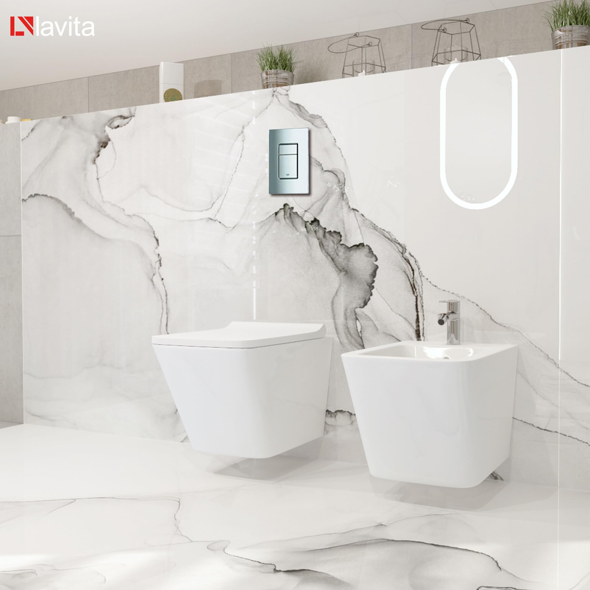 GROHE Solido + pared colgante Lago blanco sin borde + asiento de inodoro con descenso automático, botón cromado, juego completo de cisterna, inodoro completo