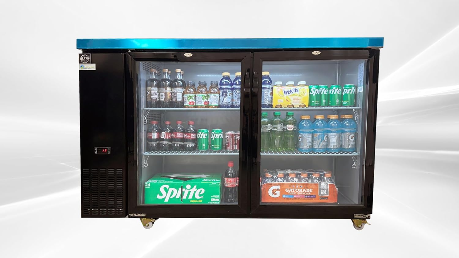 Commercial Beer Back Bar Cooler Refrigerator, ETL 2 Glass Door Bottle Display Fridge Cooler Merchandiser, LED Lighting, 60" W 15.8 cu.ft.. Black CBB60H