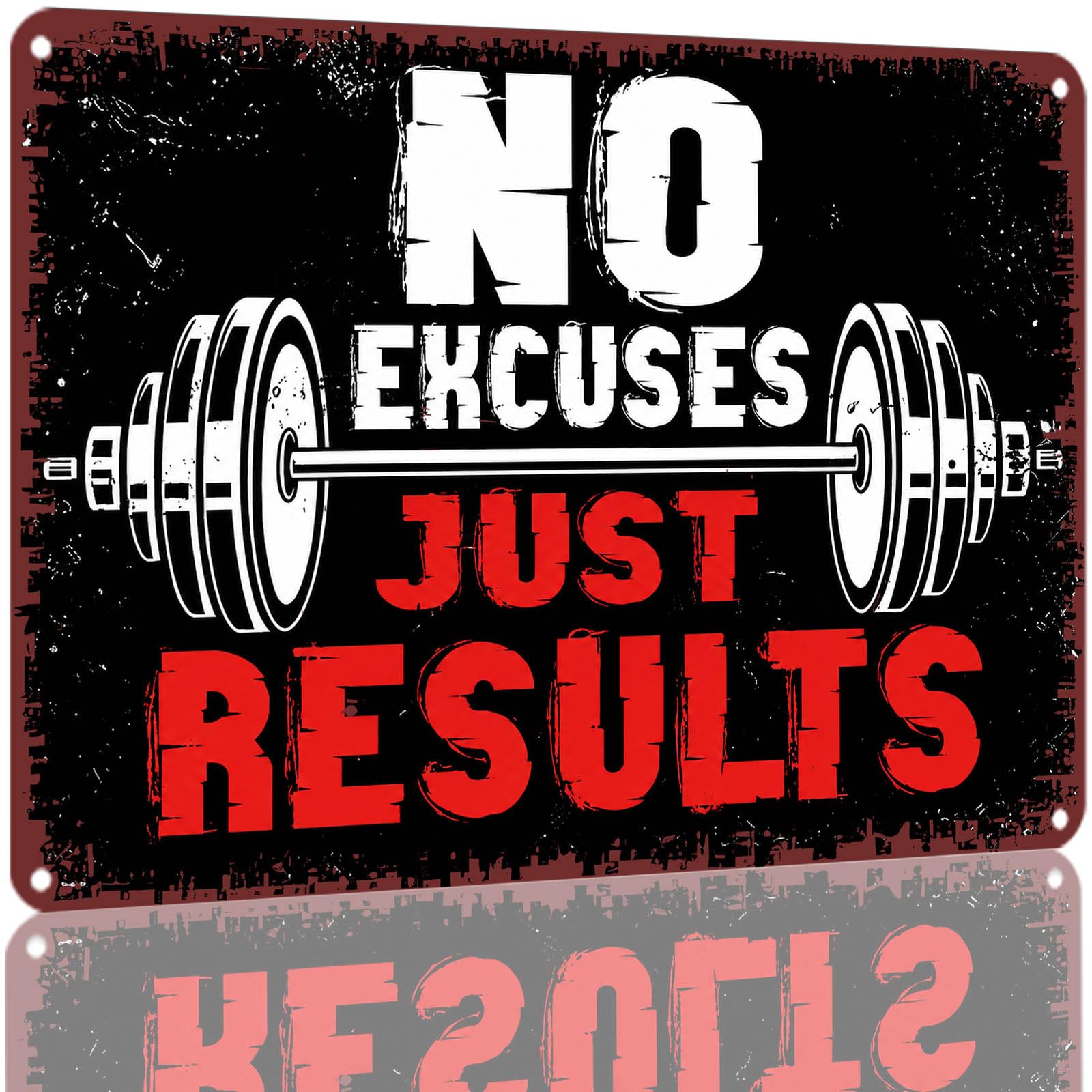 Kwqdozf As Pic 8X12 Inch No Excuses Just Results Metal Tin Sign Aluminum Gym Fitness Wall