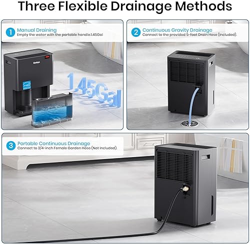 Miniatura 5 de El deshumidificador Energy Star 2024 más eficiente de 3500 pies cuadrados para sótano con manguera de drenaje, deshumidificador máximo de 75 pintasD