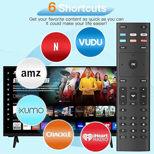 Miniatura 4 de Control remoto universal XRT136 para VIZIO Smart TV Remoto Reemplazo XRT140 XRT260 XRT270 DEMPVPX Series Smart TV con 6 botones de acceso directo,