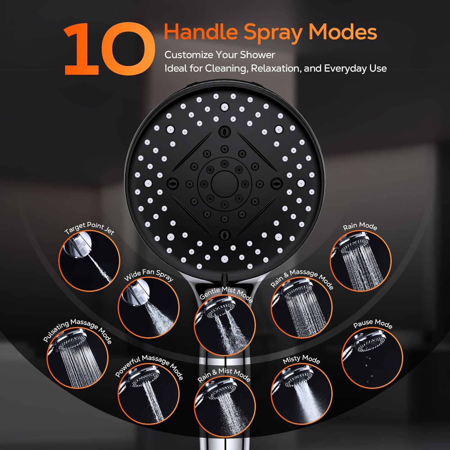 High Pressure Rain Shower Head Combo with Upgrade Magnetic Filtered Detachable Handheld Showerhead (10 Modes), 12" Rainfall Shower Head, 12" Adjustable Extension Arm, Chrome