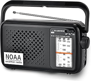 NOAA Weather Portable Transistor Radio,Emergency AM/FM Radio Plug in Wall or Operated by 2 x D Batteries with Big Speaker, Best Reception, Large Tuning Knob, Clear Dial, Earphone Jack