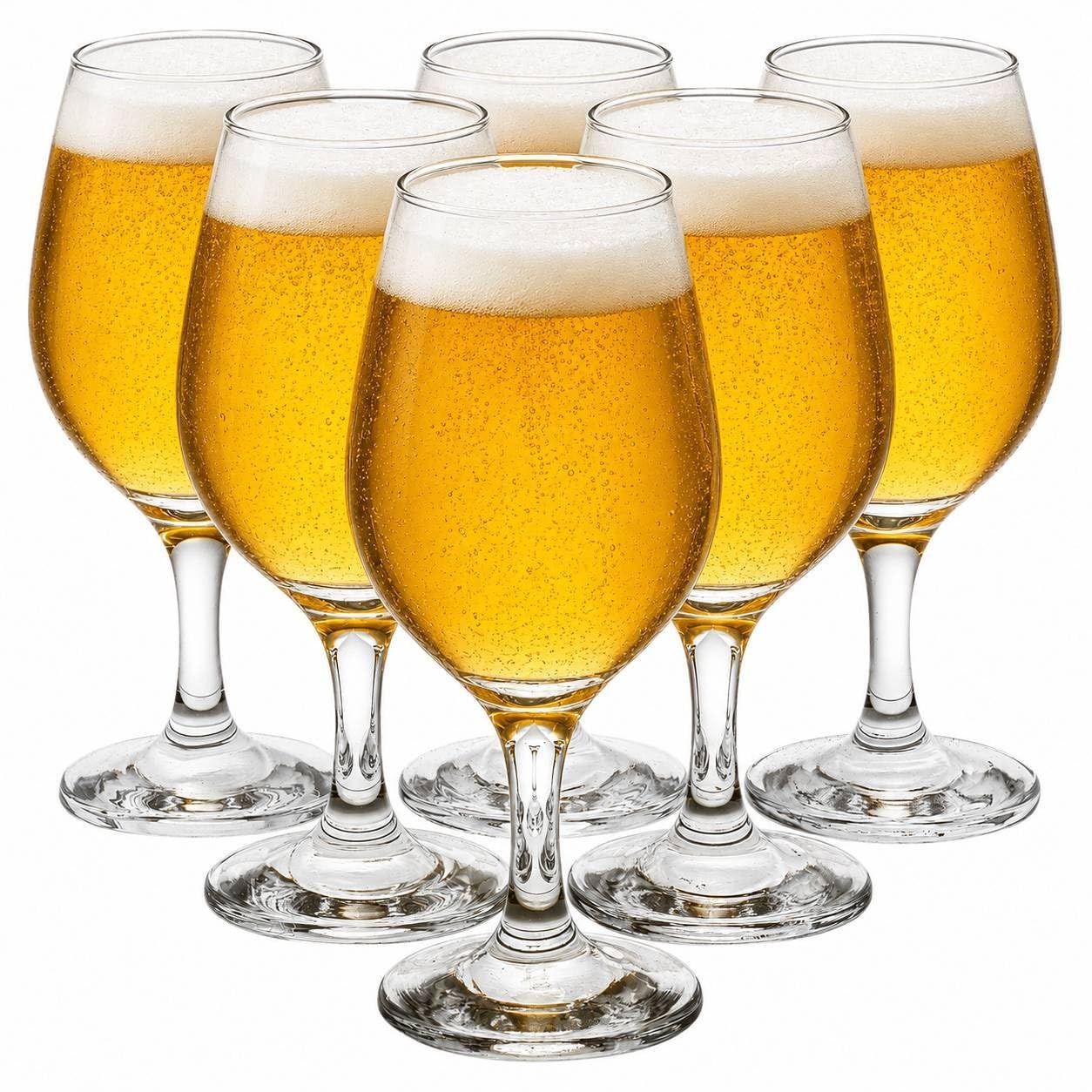 Queensway Home & Dining Set of 6 395ml Craft Beer Glasses Stemmed Tulip Goblets for Ale Lager Draught Stout Cider Beer Tasting Pub Bar Home Glassware Clear