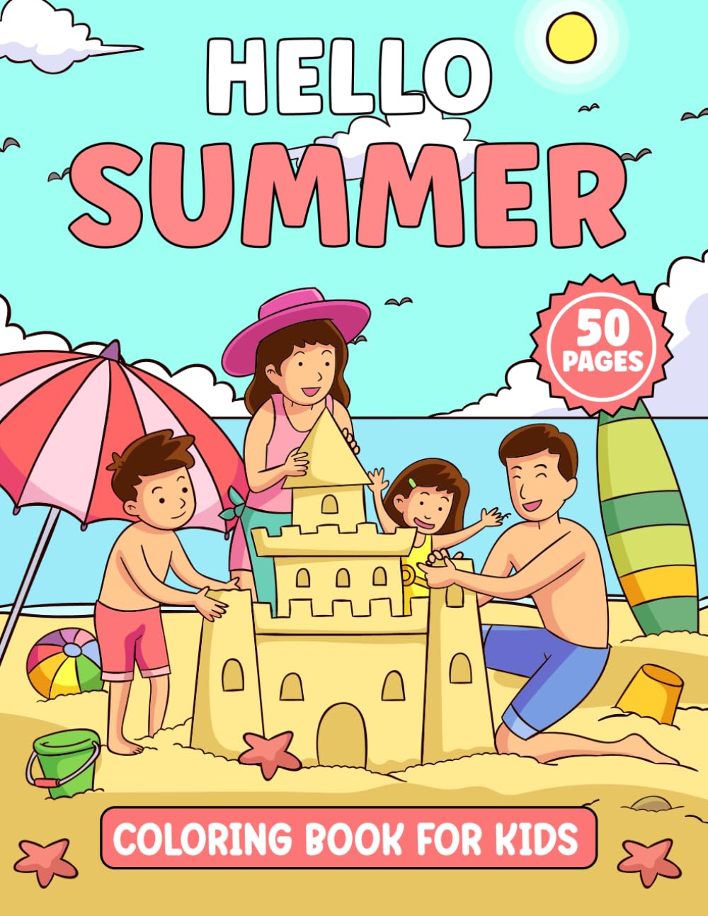 Hello Summer Coloring Book For Kids Simple and Cute Summer Themed