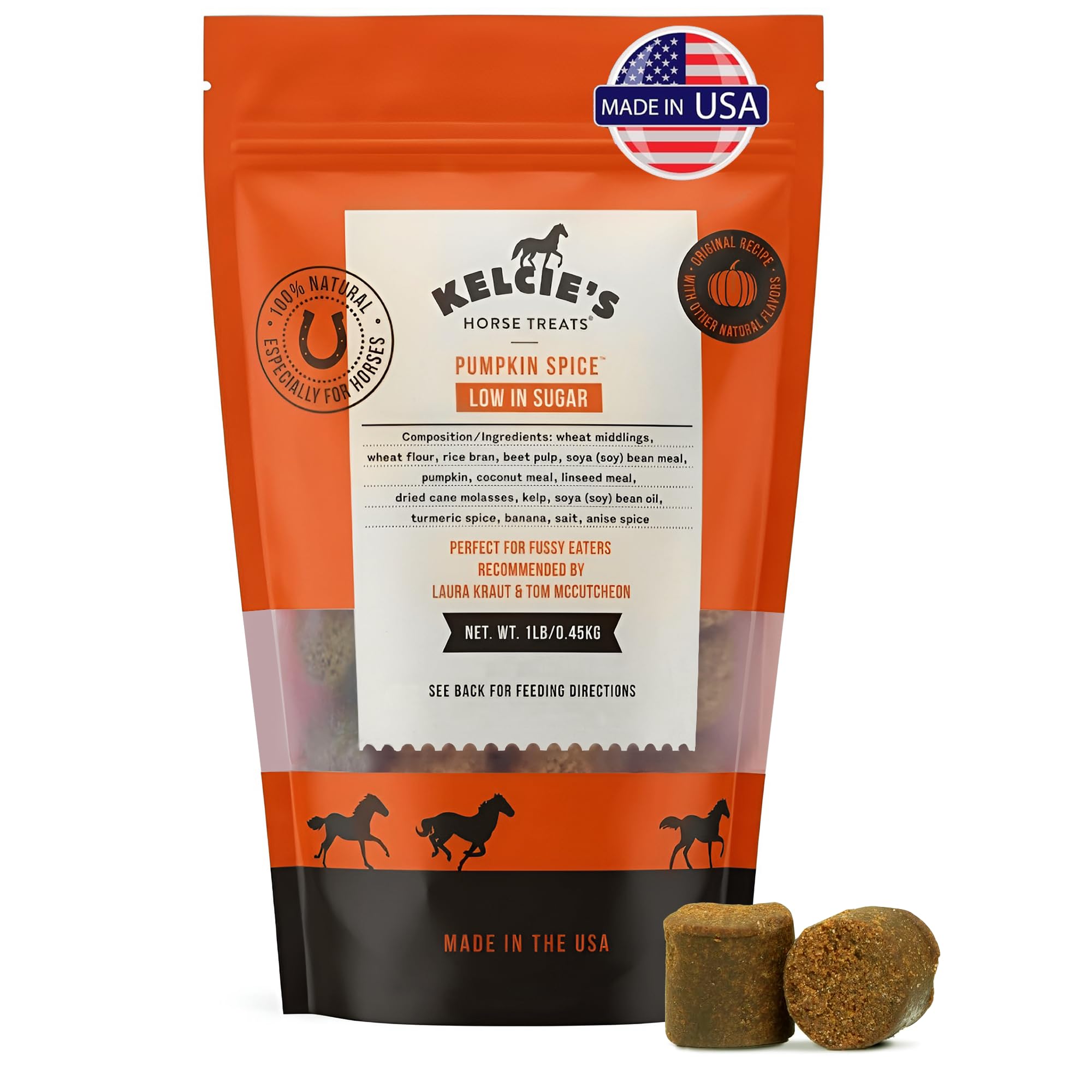 Kelcies Pumpkin Spice Horses Treats - Low Sugar, Starch, and Carbohydrates | Healthy Treats for Horse Supports Superior Digestion 1 Pound (Pack of 1)