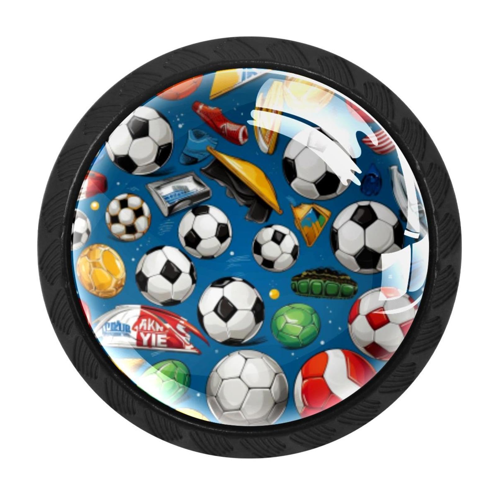 Chenzzzz Multicolored 06 4 Pack Football Soccer Kitchen Cabinet Knobs Drawer Knobs Door Dresser Handles For Personalized Gifts Great For Any Occasion