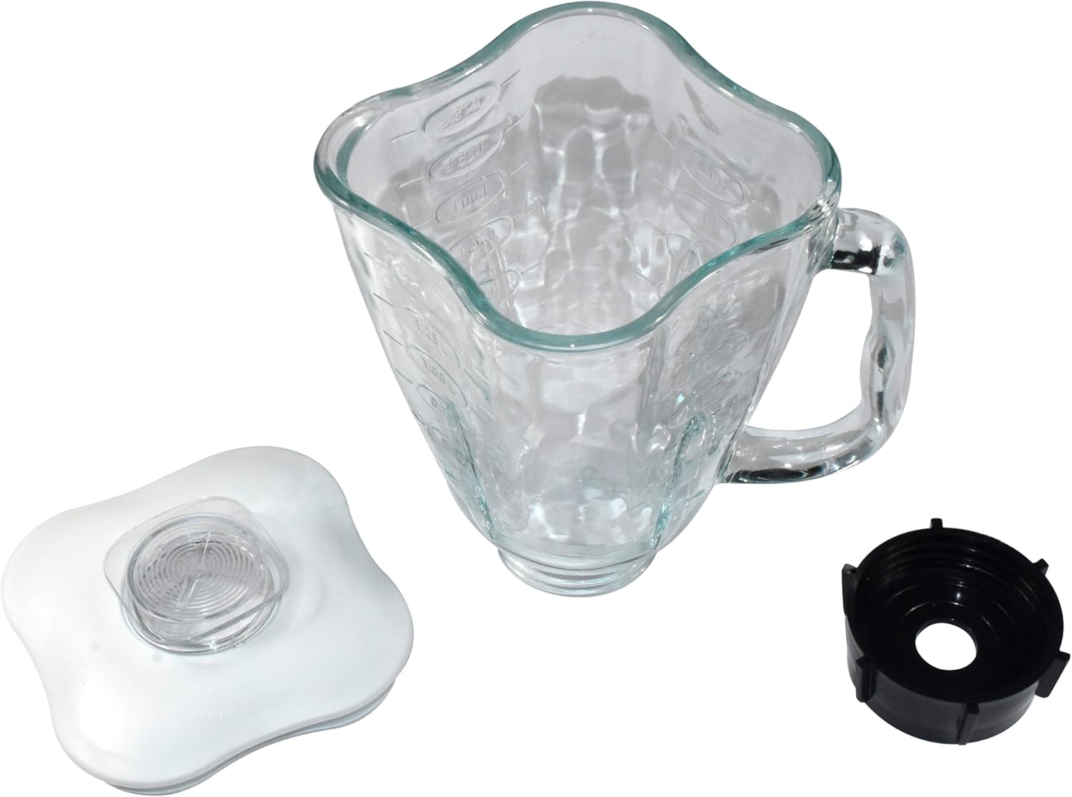 HQRP Glass Jar Set Replacement Compatible with Oster Osterizer Blender, 004954-011-090 014709-156-000 004902-003-NP0 084036000000, 1.75L Pitcher, 0.46 Gallon Capacity, White Lid