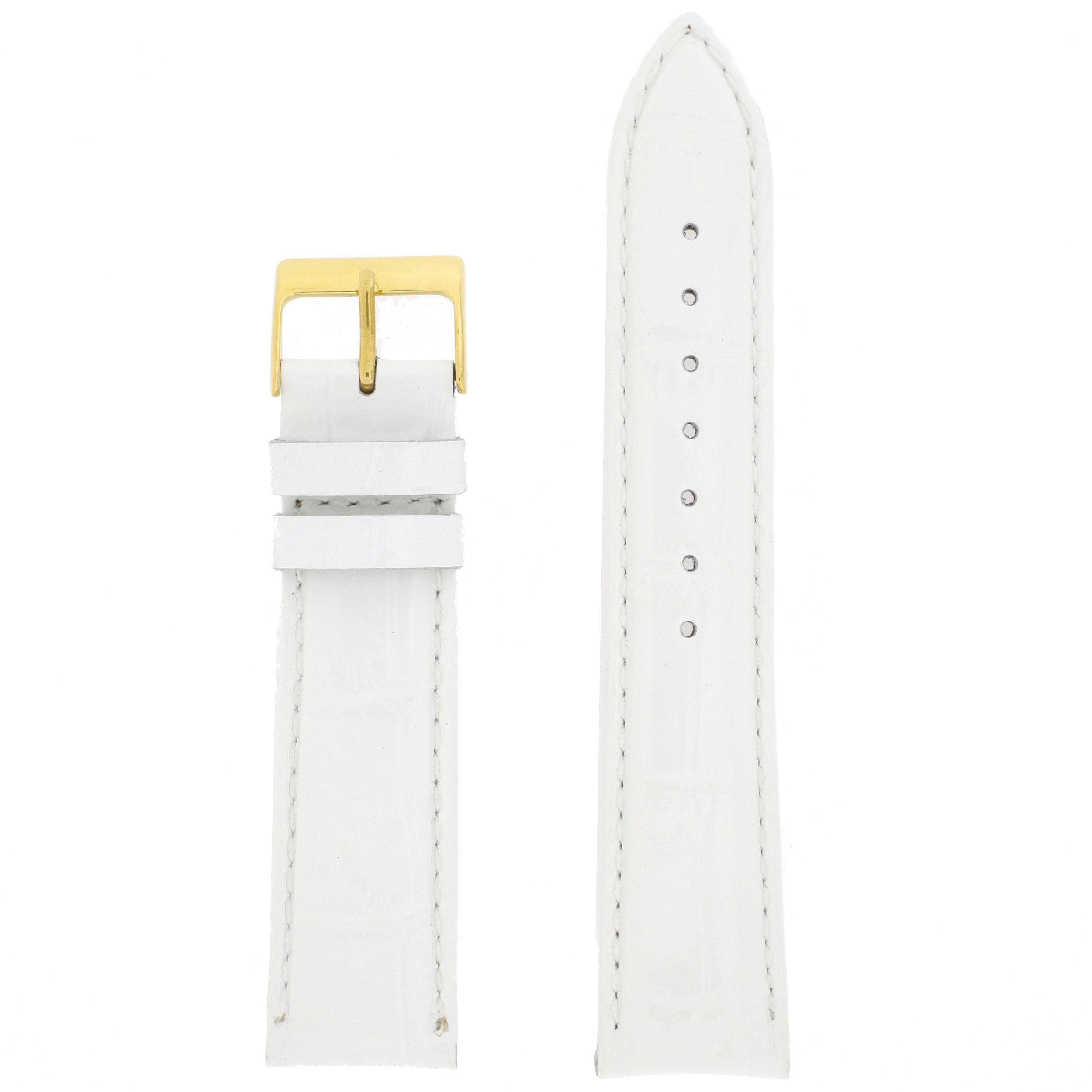 Tech Swiss TSA230-18G Watch Band White Leather Crocodile Grain 18 millimeter