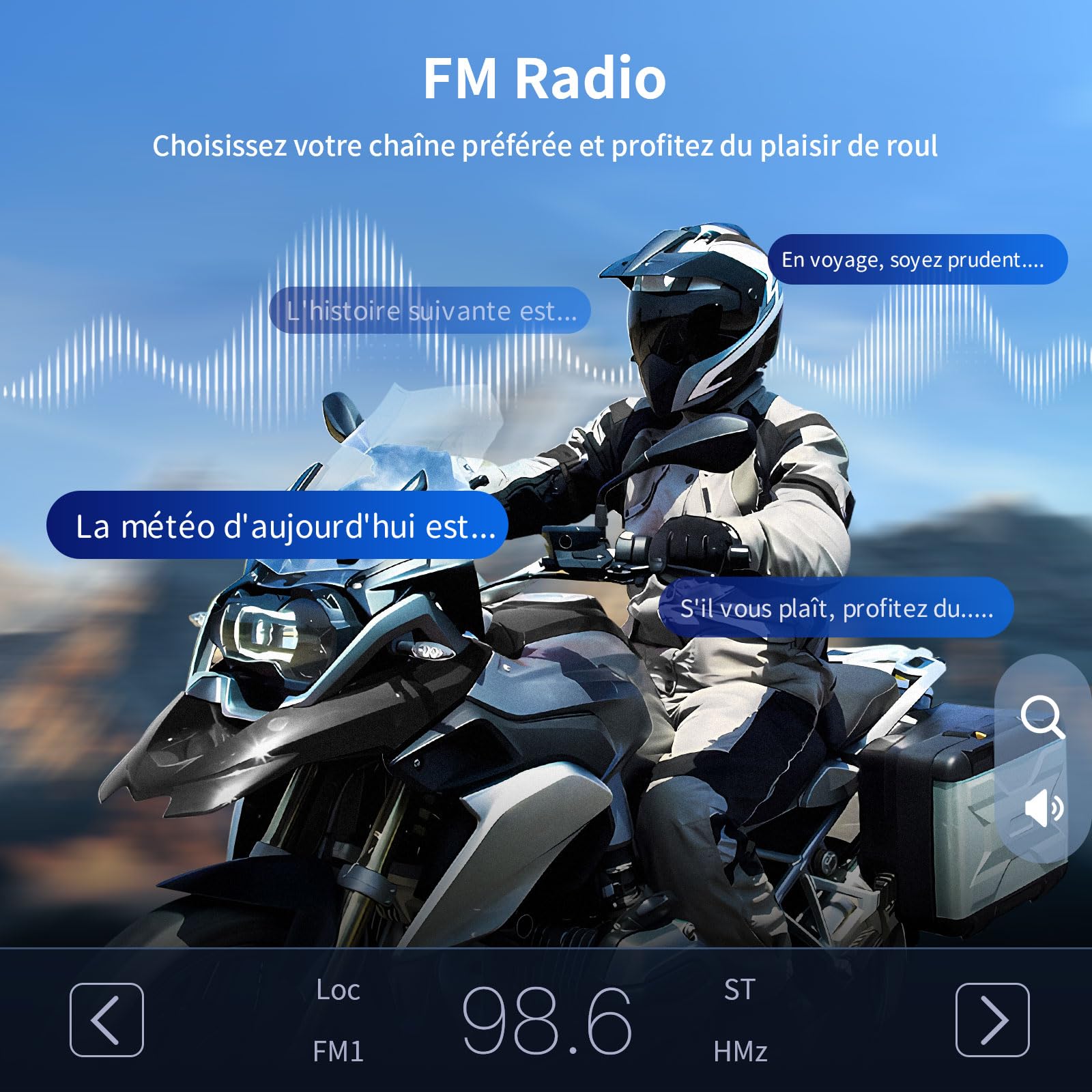 Fodsports FX6 Intercom Moto, 6 Voies Intercom Moto pour 6 Casques avec Radio FM, Main Libre, 1000 m Oreillette Bluetooth Casque pour Motocyclette/ATV