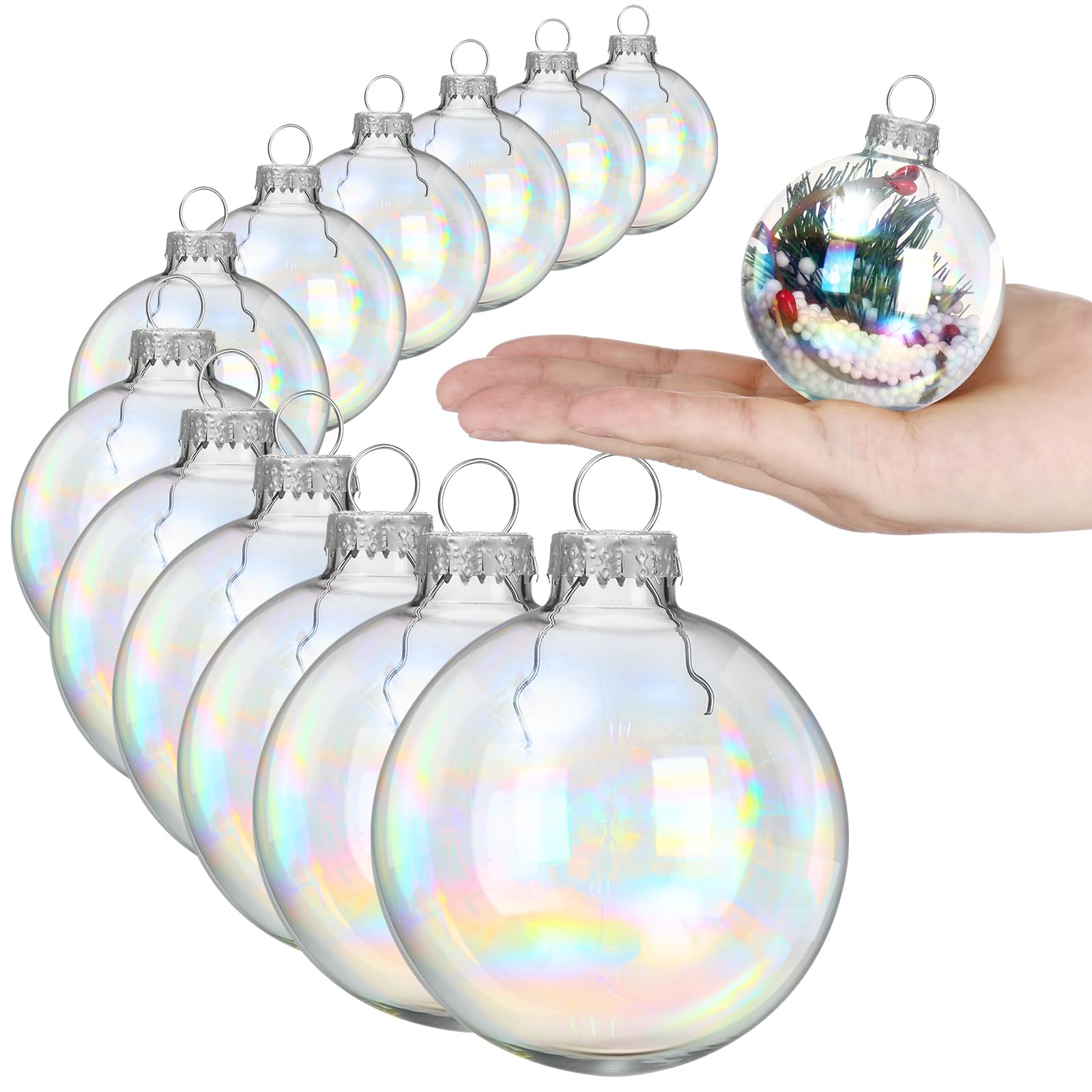 Boules de Noël en verre à remplir de 6 cm pour projet de bricolage et suspension