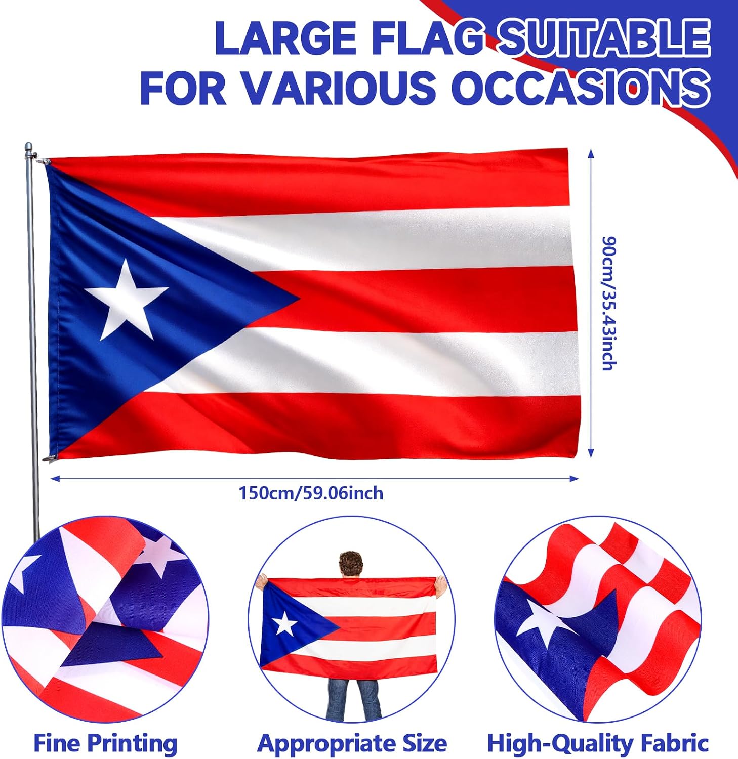 14 Pcs Puerto Rico Party Decorations Bulk Include 3x5Ft Puerto Rican Flag image 2