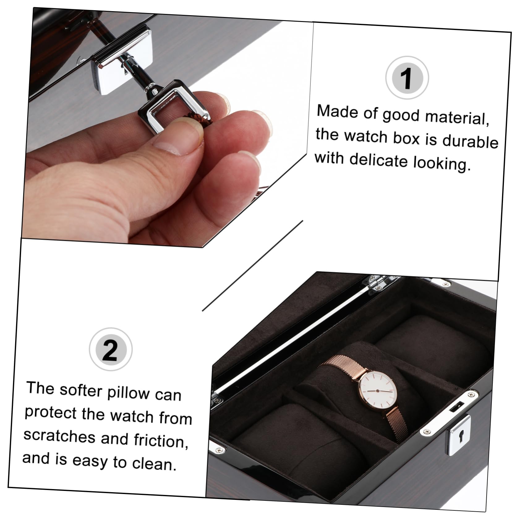 SOIMISS Holz Uhrenbox Mit Klavierlackoptik 3 Fächer Abschließbarer Schmuckaufbewahrungs Organizer Für Uhren Schmuck Geeignet Für Heimgebrauch Und Reisen