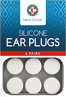 Medi Grade Silicone Ear Plugs for Sleep, 6 Pairs - Custom Fit Stop Snoring Noise Cancelling Ear Plugs for Sleeping 27dB – Reusable Earplugs for Sleep, Swimming and Concert Ear Plugs Noise Cancelling
