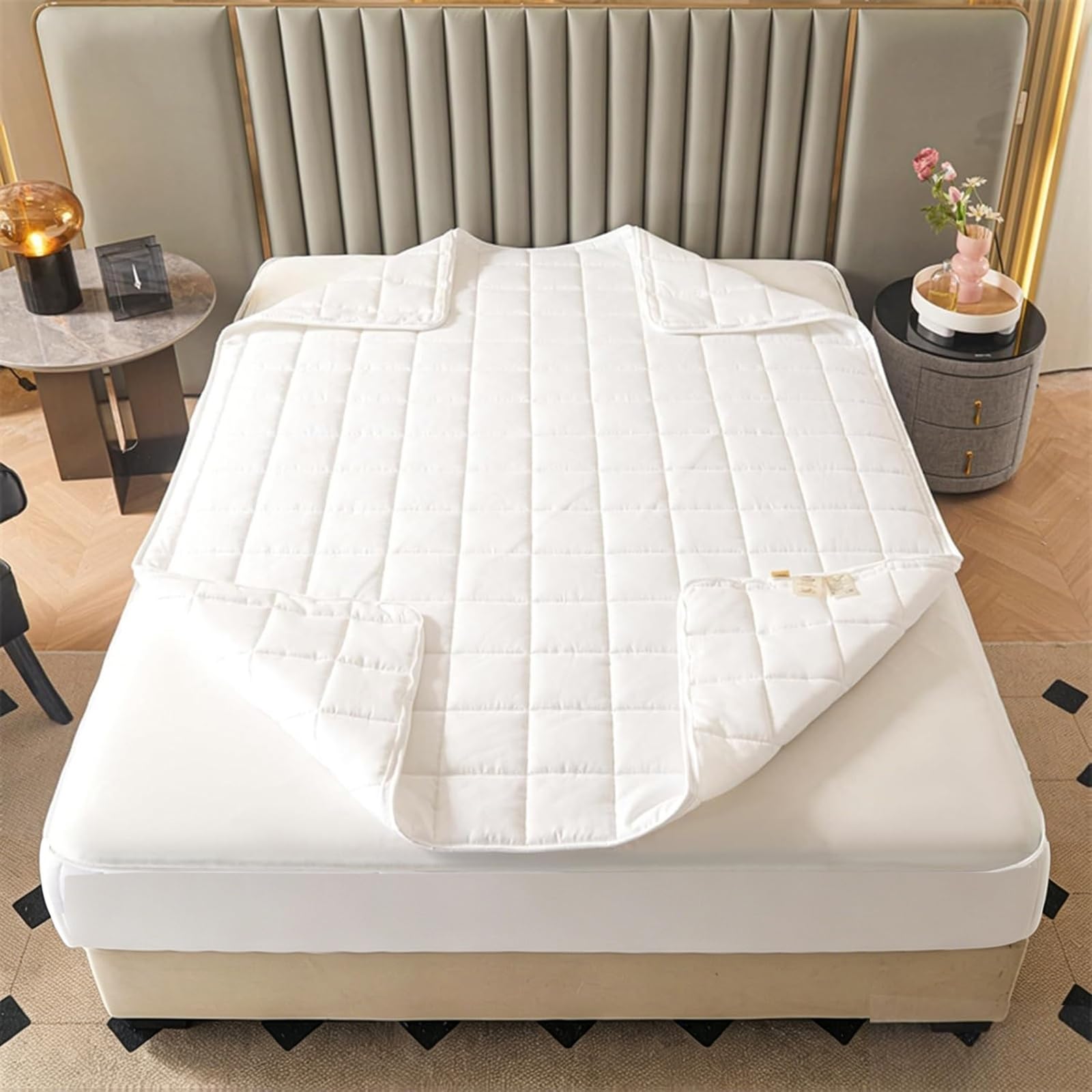 Coprimaterasso 6 Lati con Cerniera, Lavabile Traspirante, Fodera Morbida | Rimovibile in Lavatrice, Traspirante Ipoallergenico, Tasche Profonde 8-30cm, per Casa o Hotel(Bianco,150x190+25cm)