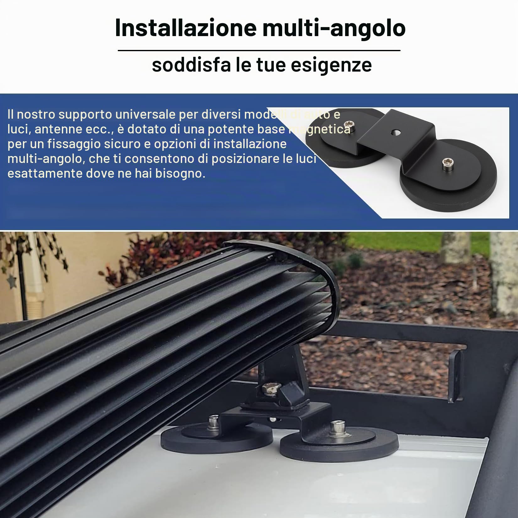 PSLER Staffe di Montaggio per Barra Luminosa a LED Con Base Magnetica Staffe per Luci Con Base Magnetica Universali per Luci di Guida Fuoristrada Fendinebbia per Camion SUV UTV ATV