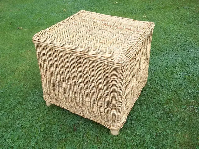 Rattan Footstool 40x40x40cm - Natural Light Fotpall Rotting
