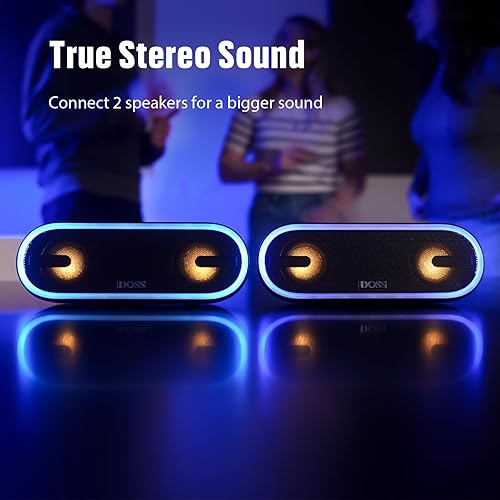 Miniatura 5 de DOSS SoundBox Pro+ P300 Altavoz Bluetooth con sonido estéreo de 40 W, graves extra, IPX6 impermeable, emparejamiento TWS, espectáculo de luces