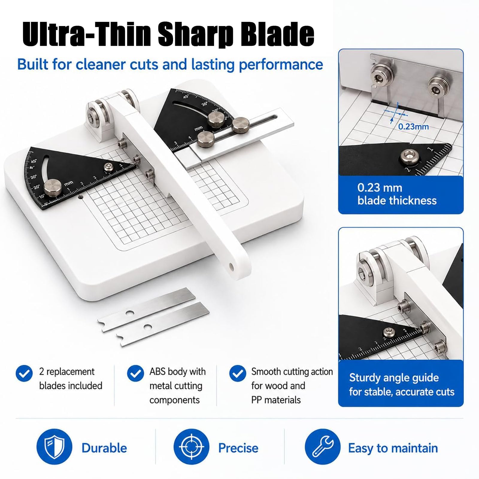 Taglierina Ad Angolo Regolabile Precisione 0-45°, Strumento Manuale Da Taglio Miter Per Hobby Con 2 Lame Extra Da 0,23 Mm Per Modelli In Legno Di Balsa E Plastica