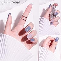 Vista 2 de LIGHT RAIN - Uñas a presión medianas con diseño de galaxia Andromeda, de lujo, reutilizables, de siete capas, con acabado UV, uñas postizas hechas a