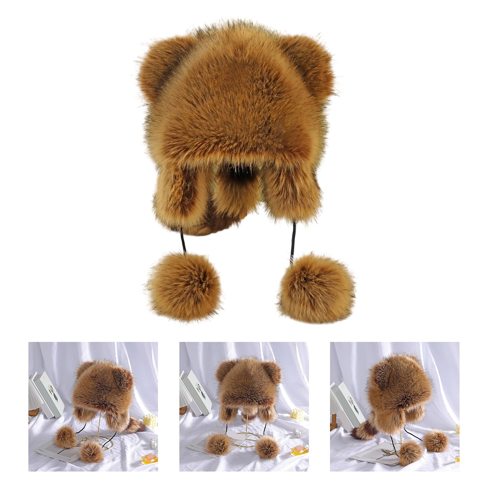 Russian Hat Winter Mongolian Hat Thicken Parent Kids Tail Hat for Adult Teens Keep Warm Plush Hat