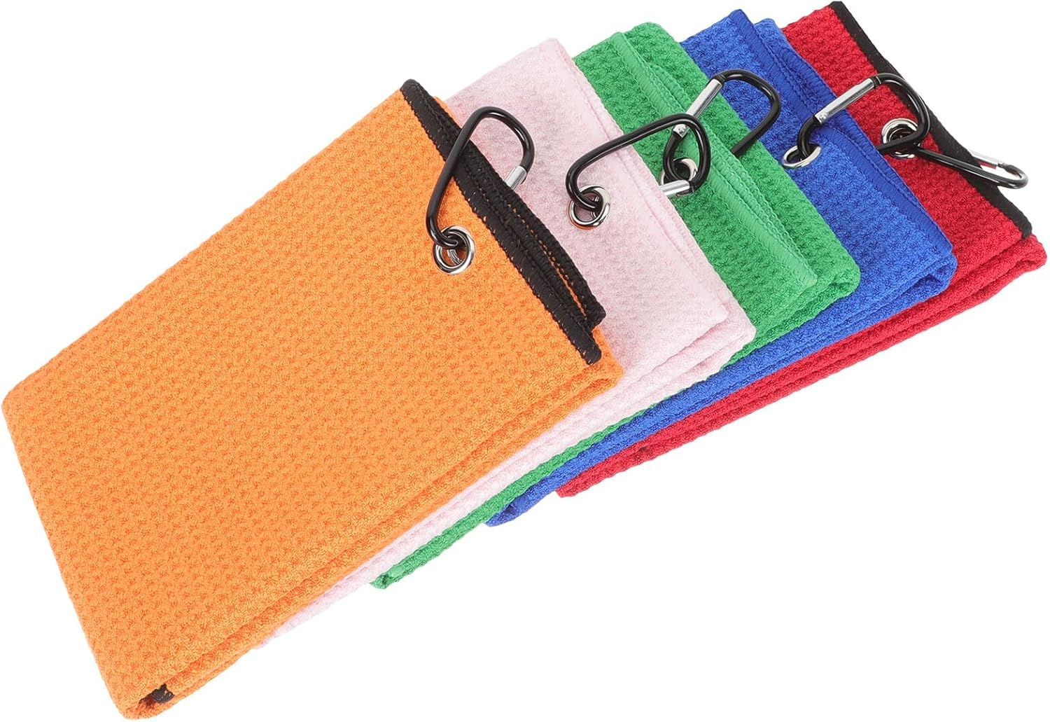 5pcs Microfiber Golf Towels with Buckle, Outdoor Sports Golf Accessories for Ball, Multi-Color Pack for Golfers and Professional Use