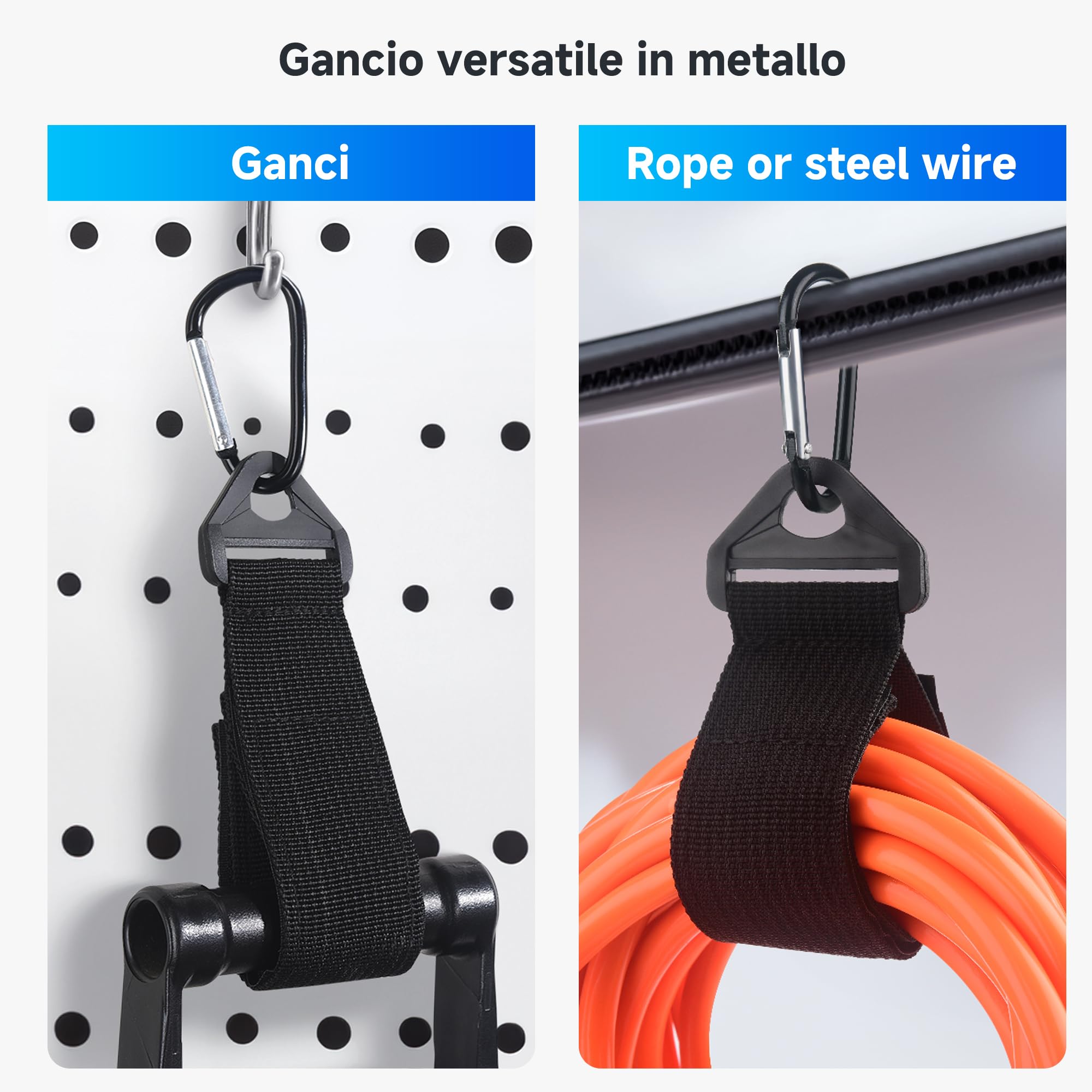 Cable Matters Confezione da 5 cinghie organizzatrici per cavi di prolunga con fibbia in metallo, capacità di carico di 36 kg, supporto per cavi di prolunga con cinghie a strappo da 40 x 3,8 cm