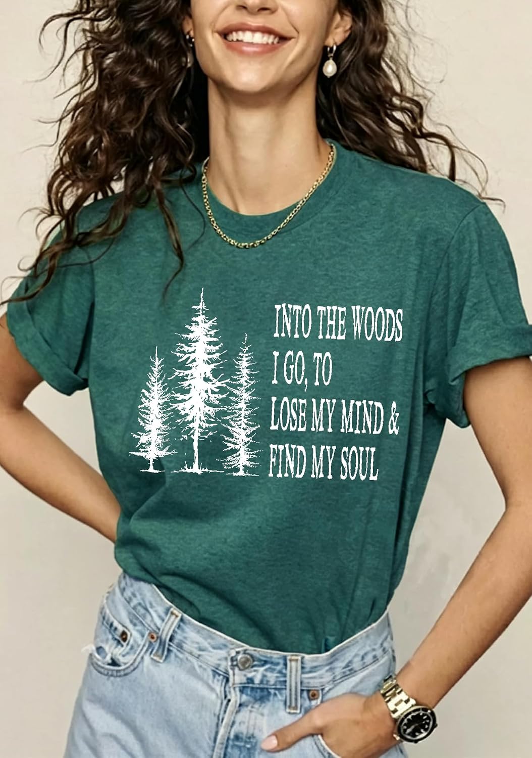 Funny Graphic Women Skinny Pine Tree Shirt Summer Hiking Camping Tees image 2
