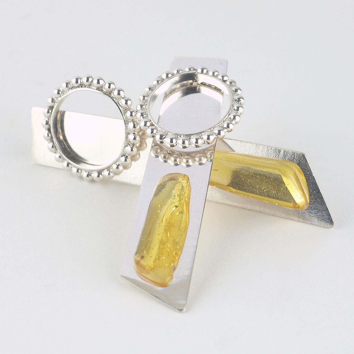 Pendientes de Ámbar y Plata de Ley de 37 mm de largo estilo minimalista