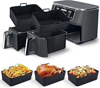 Acihety Silicone Air Fryer Liners for Ninja Dual Air Fryer, Reusable Air Fryer Basket Air Fryer Accessories for Ninja Dual...