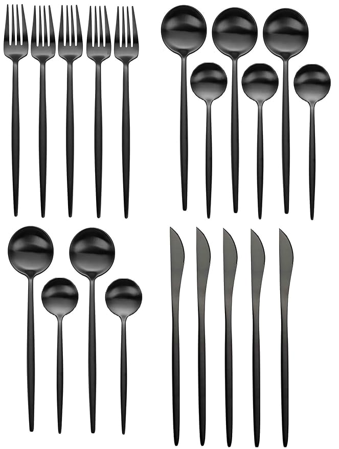 Buy Evolluxi® Stainless Steel Black Flatware, Tableware Cutlery Set Include Knife/Fork/Spoon