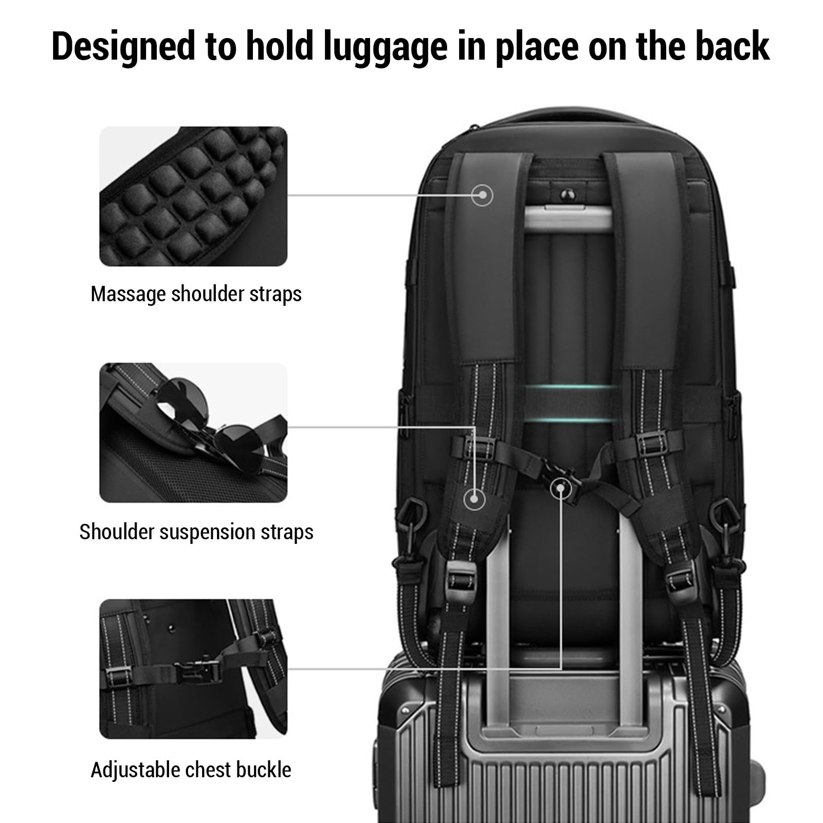 CHICIRIS Sac à Dos de Compression Sous Vide de 60 L, Système de Compression D'air Extensible, Sac de avec Port de Chargement USB de Type C pour Voyage, Camping, Randonnée,