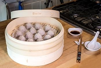 3-Tier Bamboo Steamer Set - Chinese Dim Sum Food Steamer Basket