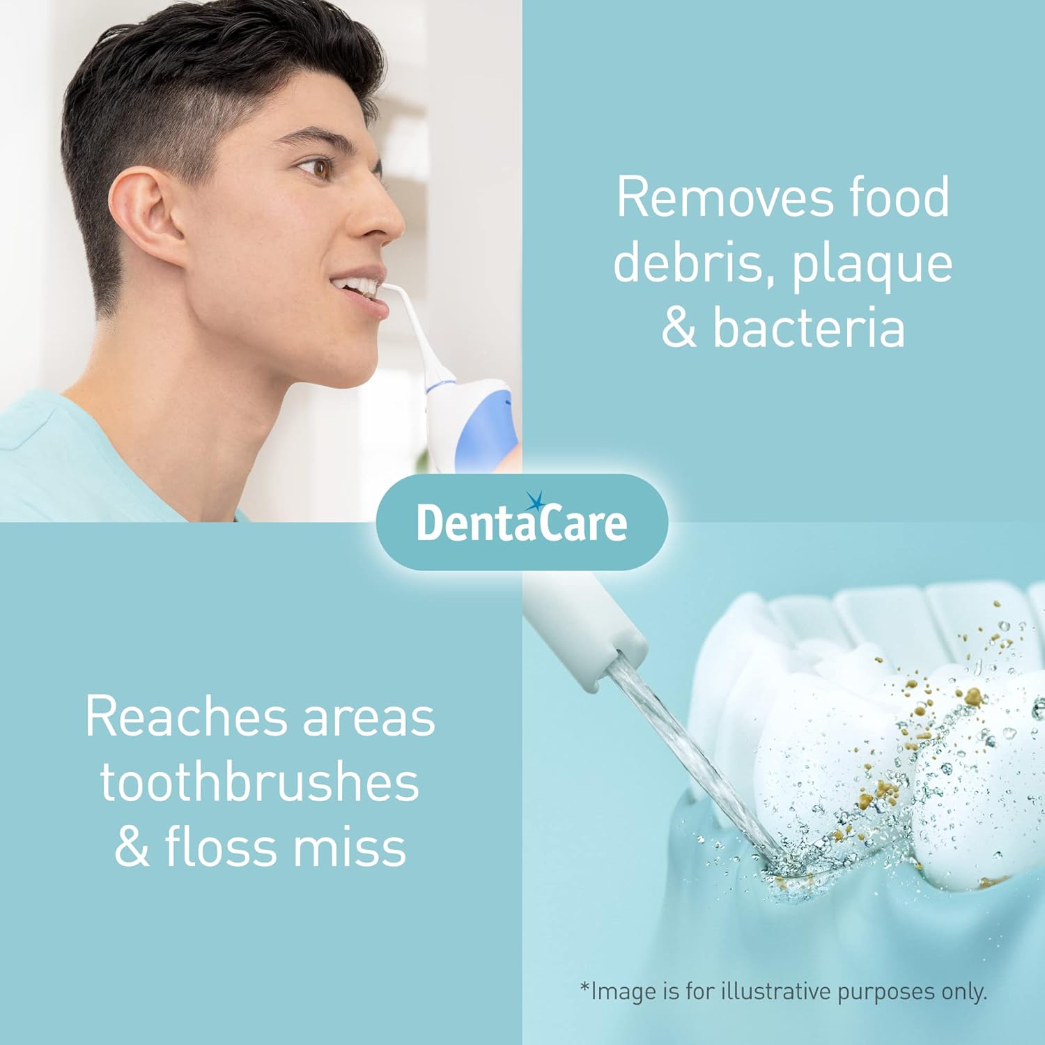 Panasonic Ew1211W845 Idropulsore Senza Fili A Tripla Azione, 3 Modalità Di Getto Acqua/Aria, 29 x 19 x 12 Cm, Bianco E Blu Vecchia Versione Singolo - Immagine 2