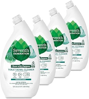 Seventh Generation Fresh Mint Toilet Bowl Cleaner 4-Pack, Plant-Based, Chlorine Bleach Ammonia Free, Septic Safe 24oz