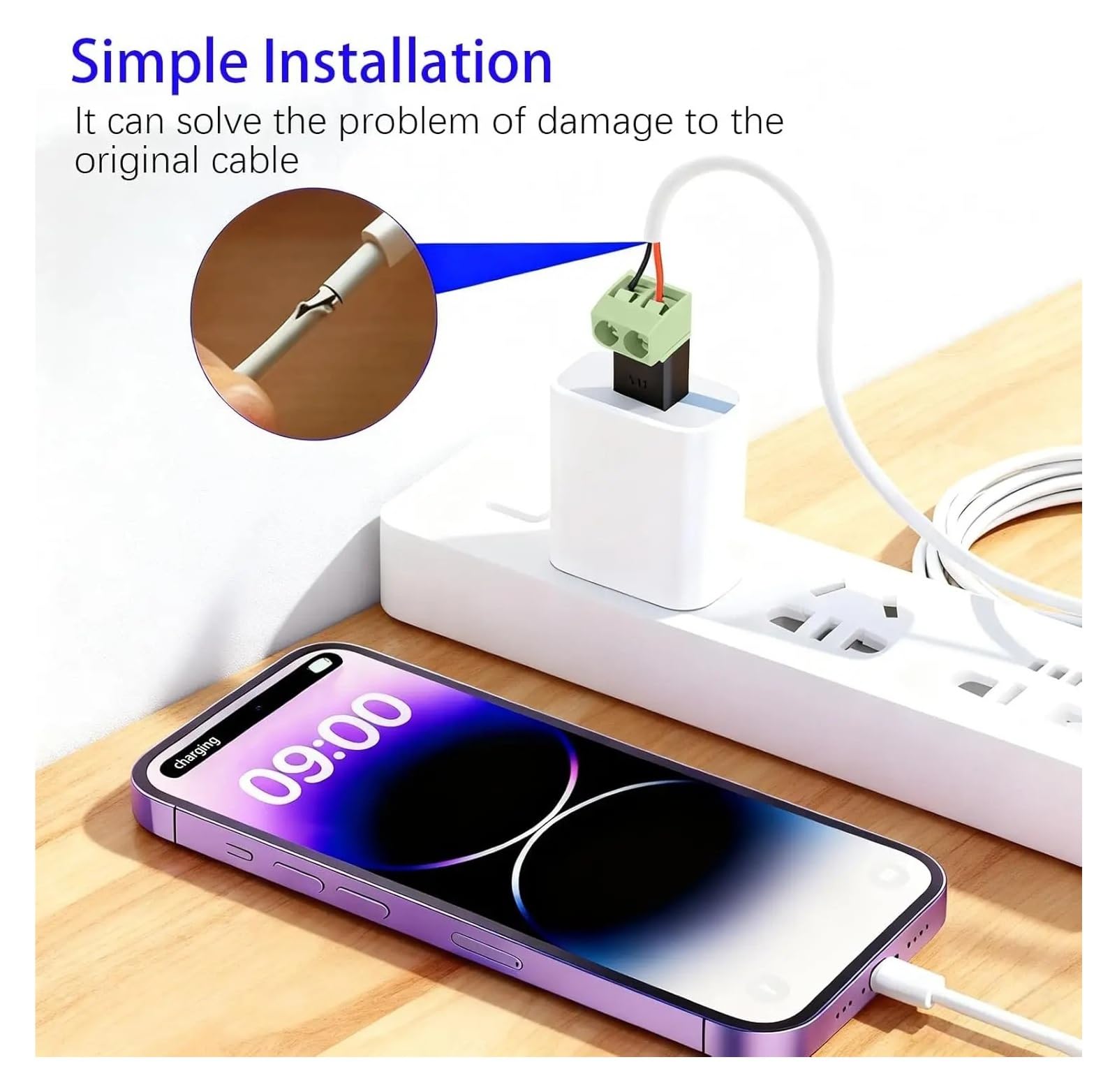 USB C/Micro to 2 Pin Screw Terminal 5V Solderless Adapter(5Pcs,Micro-Male Charging)