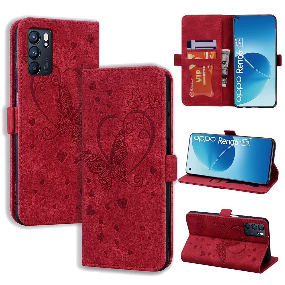 EASSGU Custodia per OPPO Reno6 5G (6.43 Inches) Flip Folio Cover