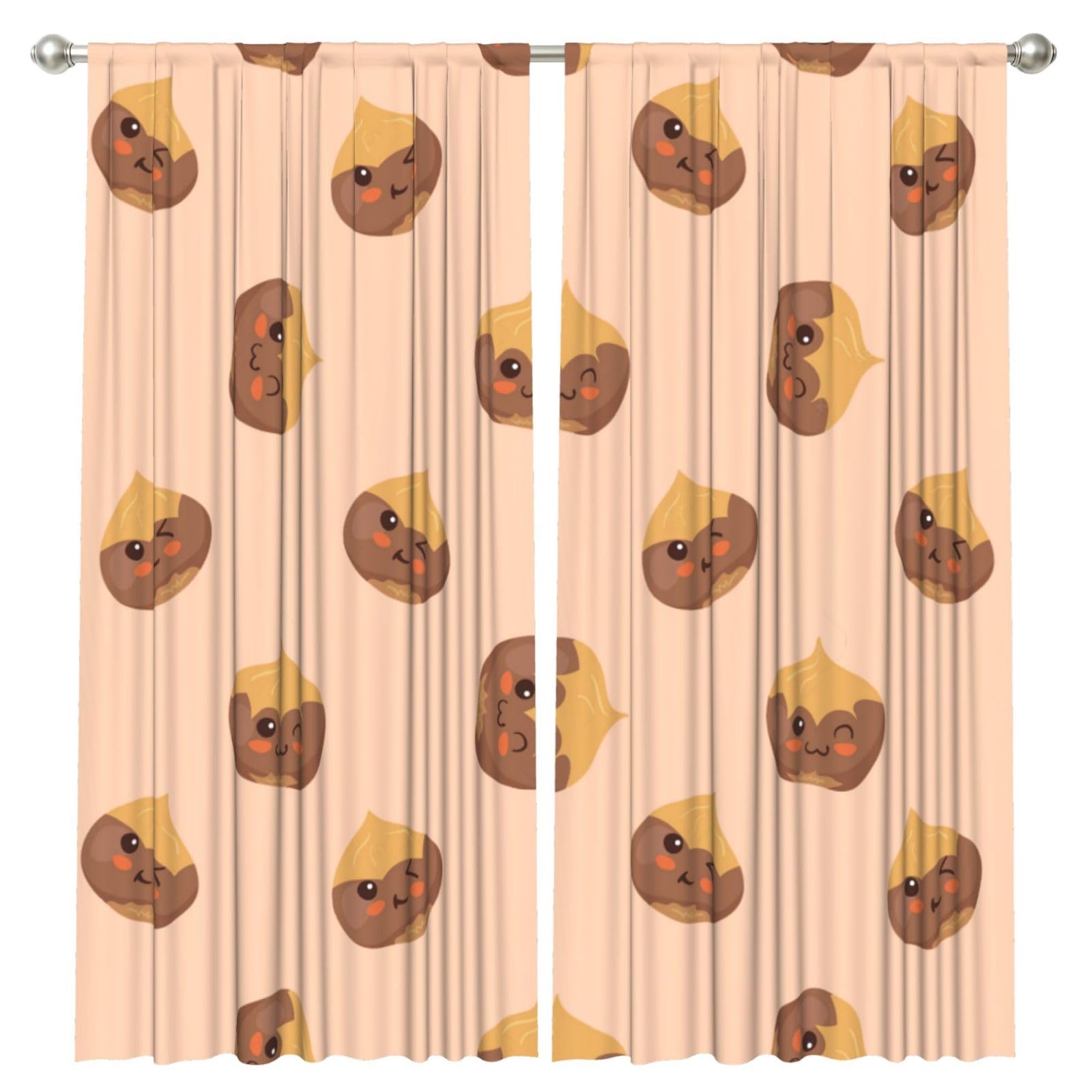InOmak Lovely Chestnuts, 2 Panels Window Curtains 52 x 84 Inch Blackout Curtains for Living Room Bedroom