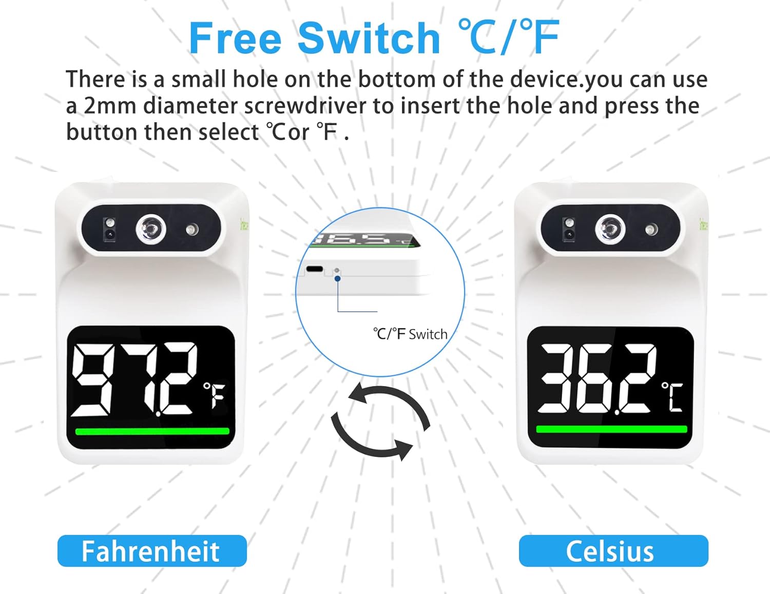 Blасk Frіdау Clеаrаnсе Wall Mounted Thermometer, SmileCare Non-Contact Digital Automatic Infrared Wall Mount Forehead Thermometer for Public Place , Digital Accurate Instant Readings with LCD Display and Fever Alarm