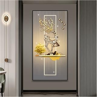 GLigeT Pintura Decorativa Pintura Decorativa de Entrada, versión Vertical de lámpara Moderna, Pintura Colgante de Extremo de Pasillo, Pintura de Alce Mural (Color : L1631, Size : 60 * 120cm Black)
