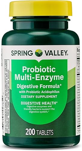 Comprimidos probióticos de fórmula digestiva multienzimática  200 unidades  Apoya la digestión, la hinchazón y la salud intestinal