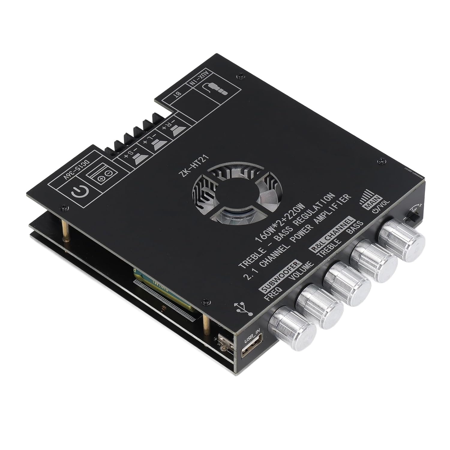 ZK HT21 Subwoofer Amplifier Board,2.1 Channel 100W HiFi 500mV Volume Control Power Amplifier Board for Home Theater