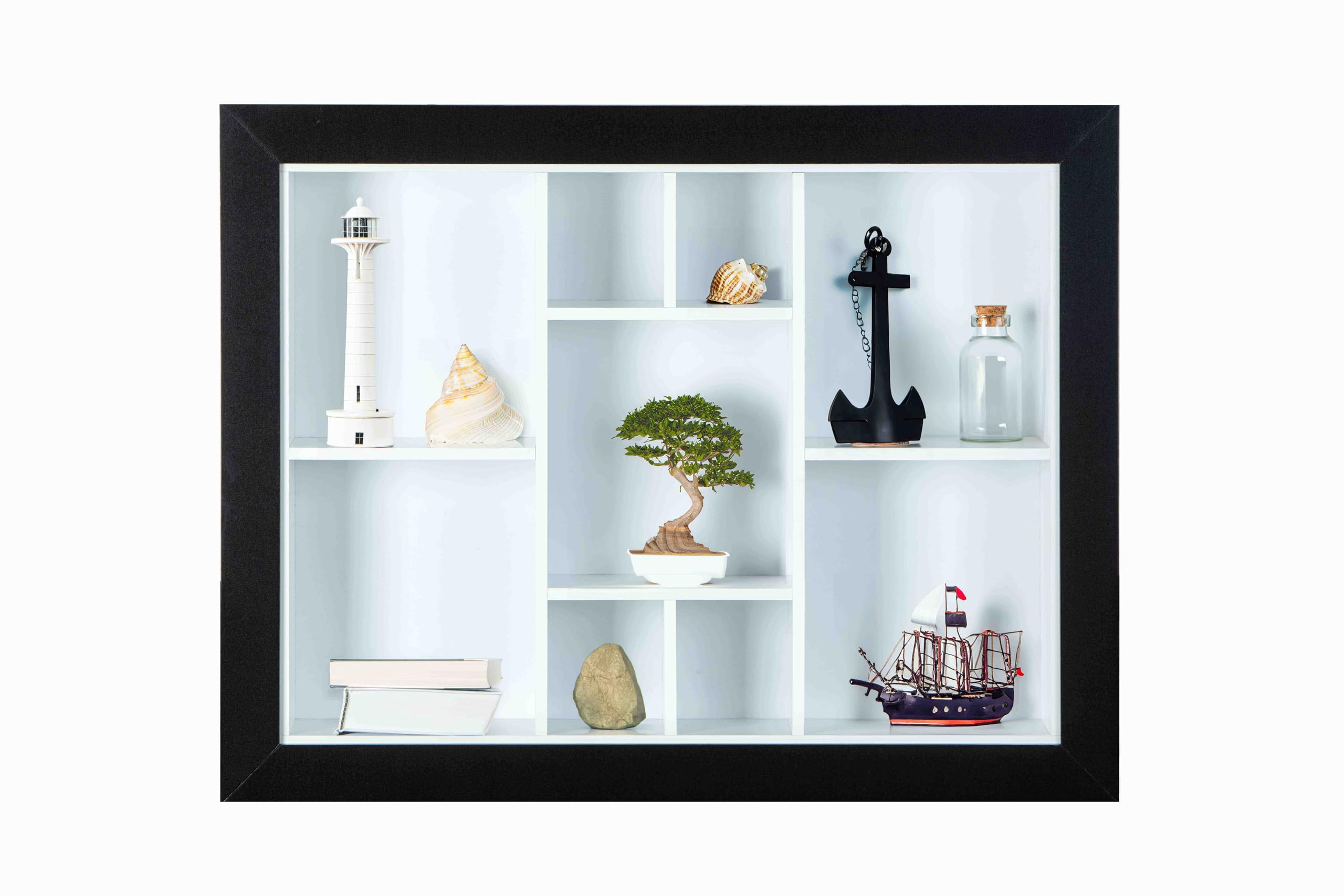 Vetrinetta Porta Oggetti In Laminato Nero Con Ante In Vetro - 80x11x60 Cm, Carico 5kg Per Ripiano - Foto 10