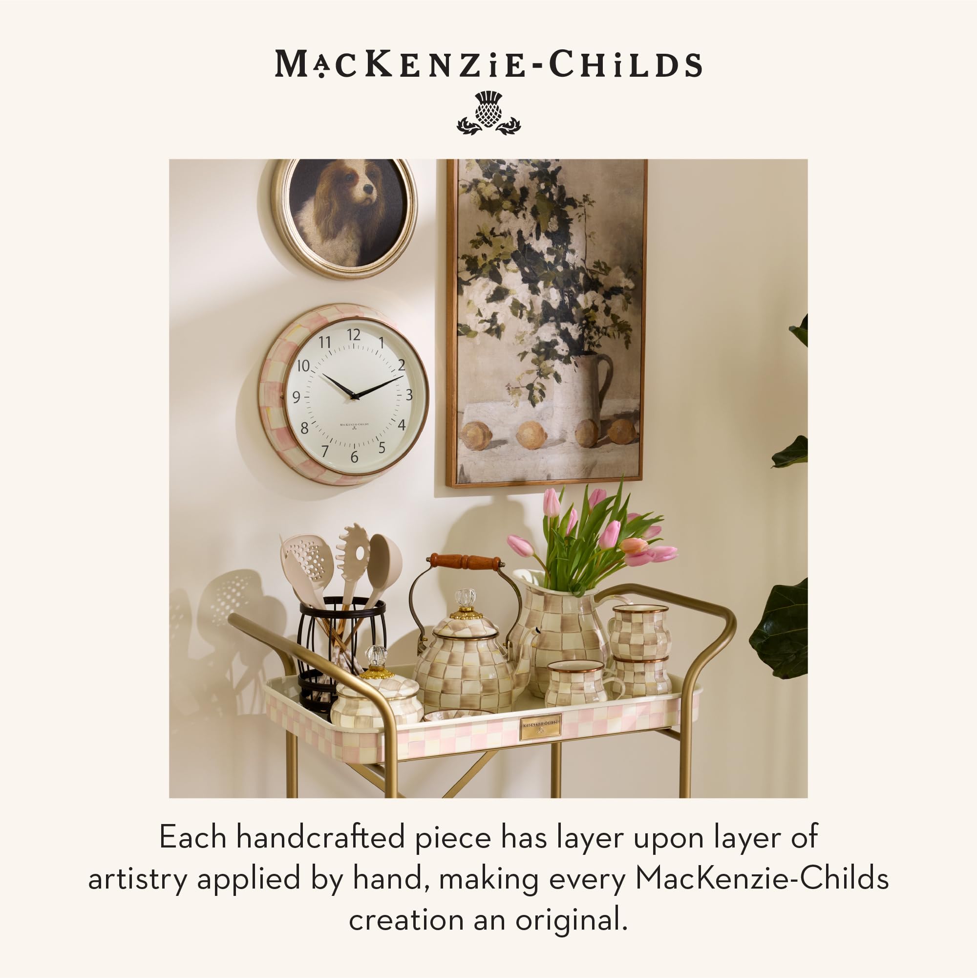 Amazon.com: MACKENZIE-CHILDS Utensil Caddy Set, Brown-and-White