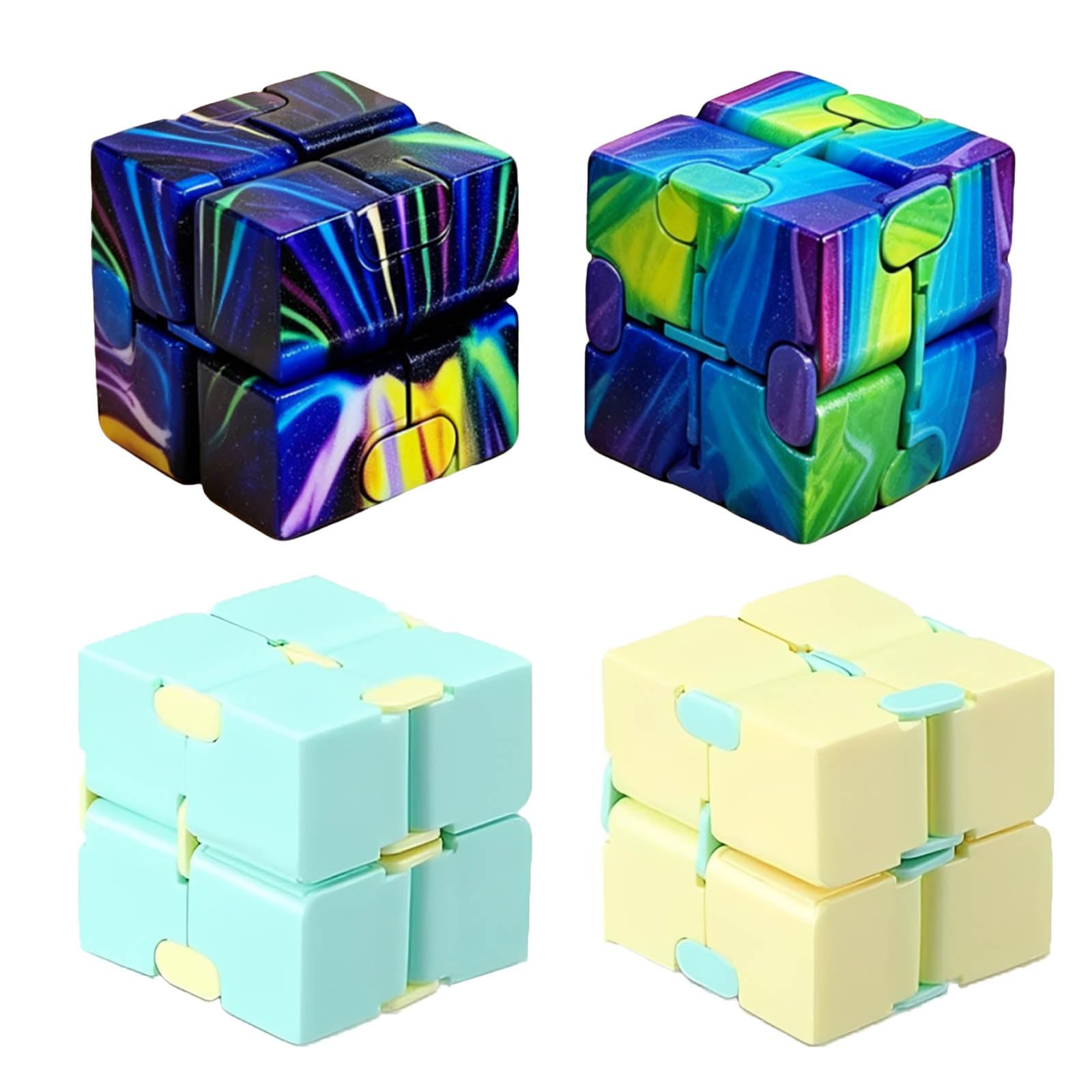 4-Piece Infinity Cube Fidget Toy Set, Matte Fidget Cube for Adults, One Handed Fidgets Cube Stress Relief Desk Toys for Office and Travel