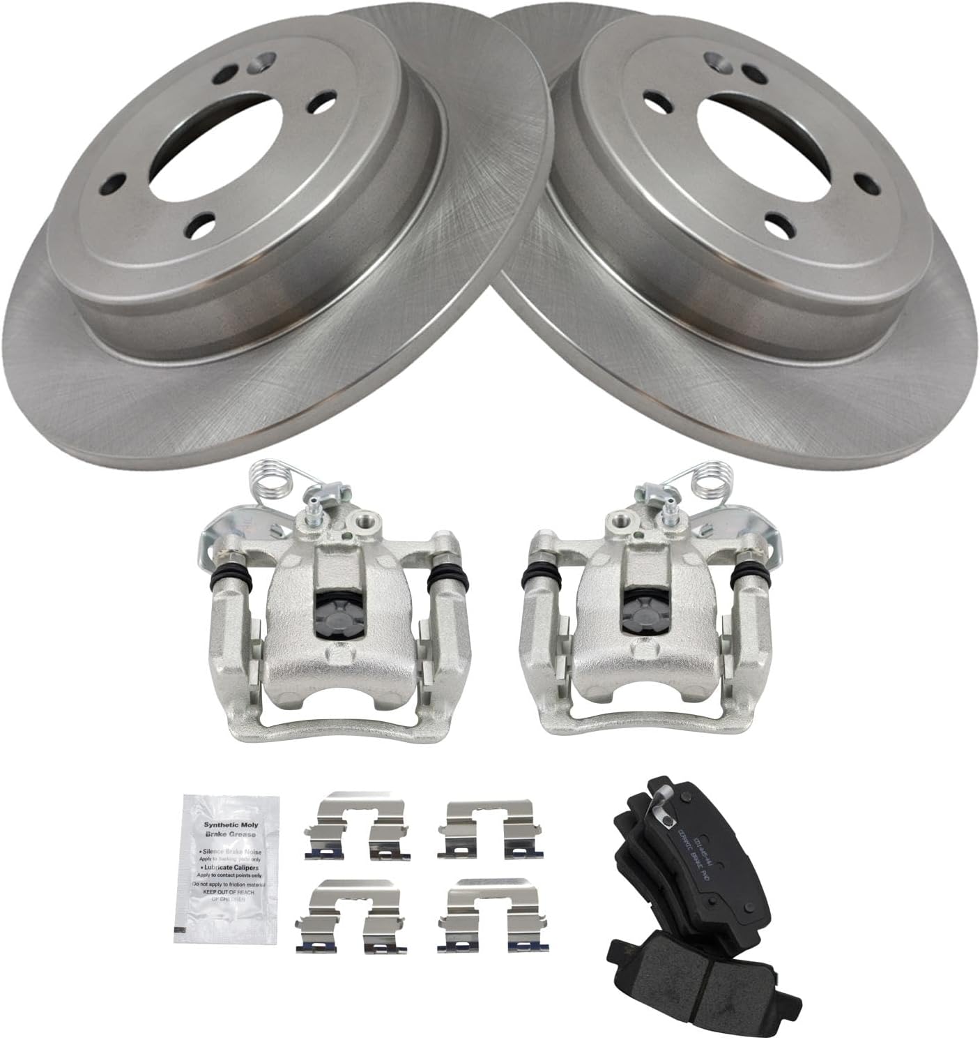 TRQ Rear Brake Pad & Rotor Kit Ceramic Compatible with 2012-2017 Kia Rio